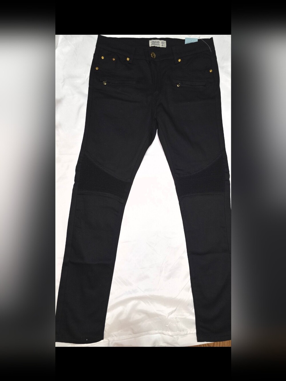 Title:Trestles Black Biker Jeans Size 32 NWT